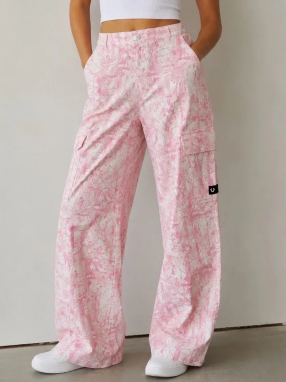 True Religion 26 Pants Military Pink Tree Camo OP Cargo Grunge Y2k Baggy NWT
